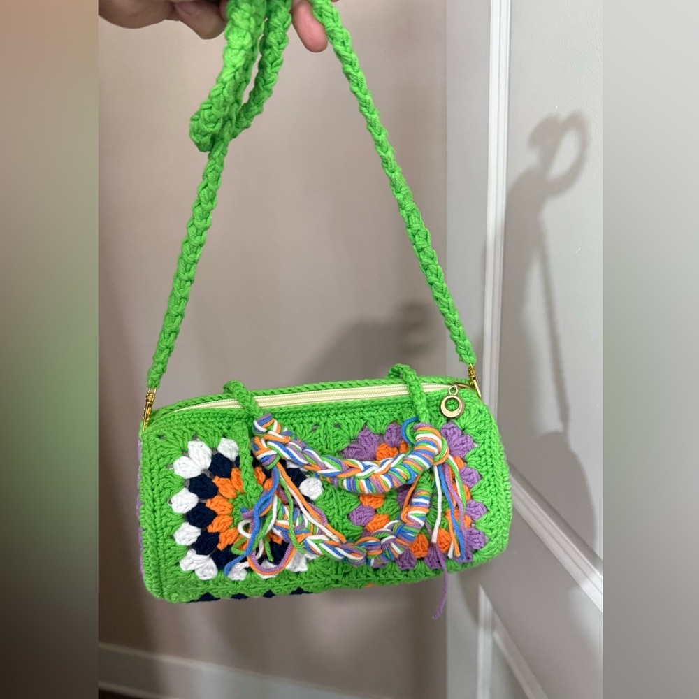 🧶Handmade Crocheted Granny Square Bucket Bag